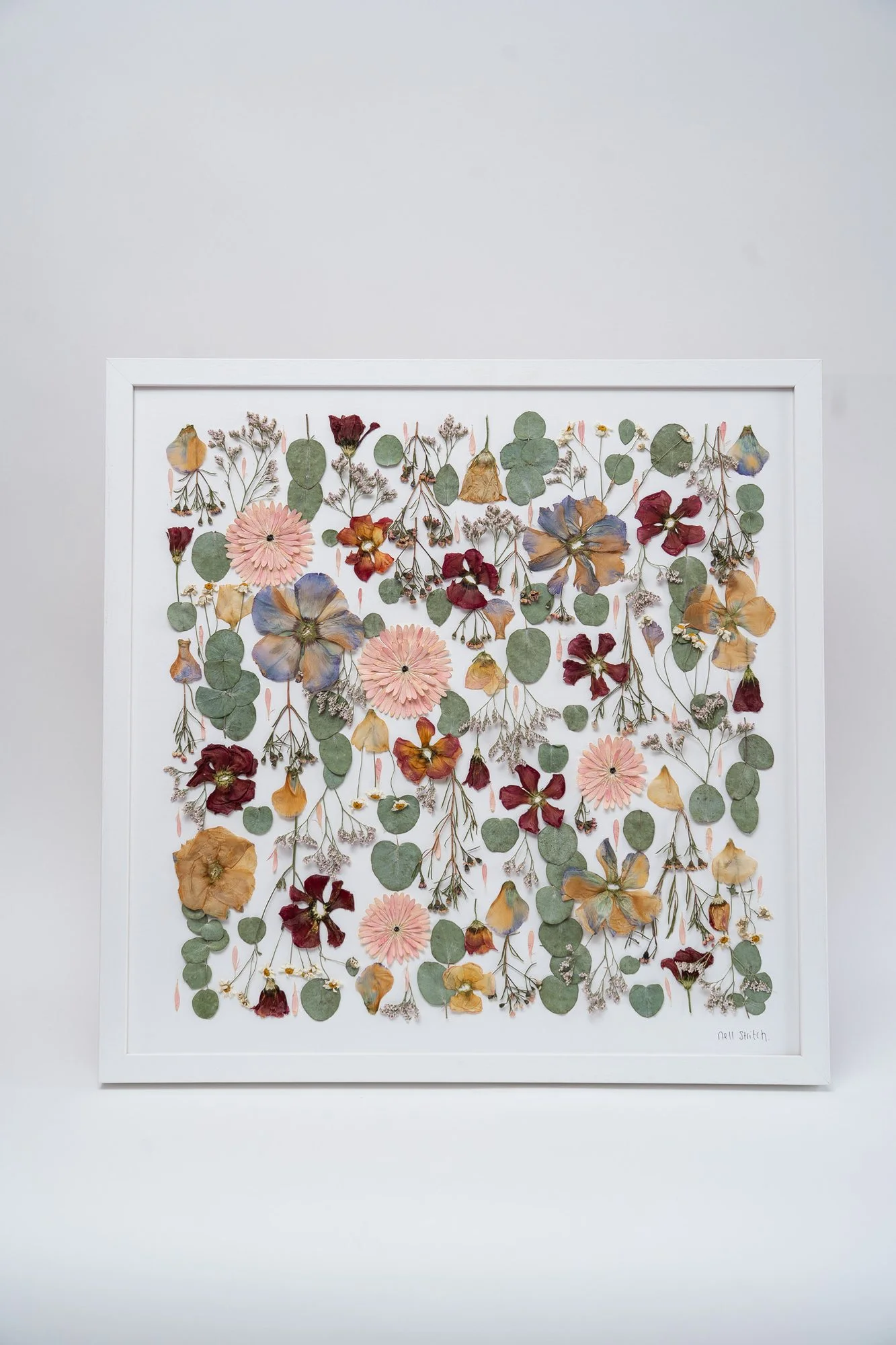 Meadow of Romance pressed bouquet design