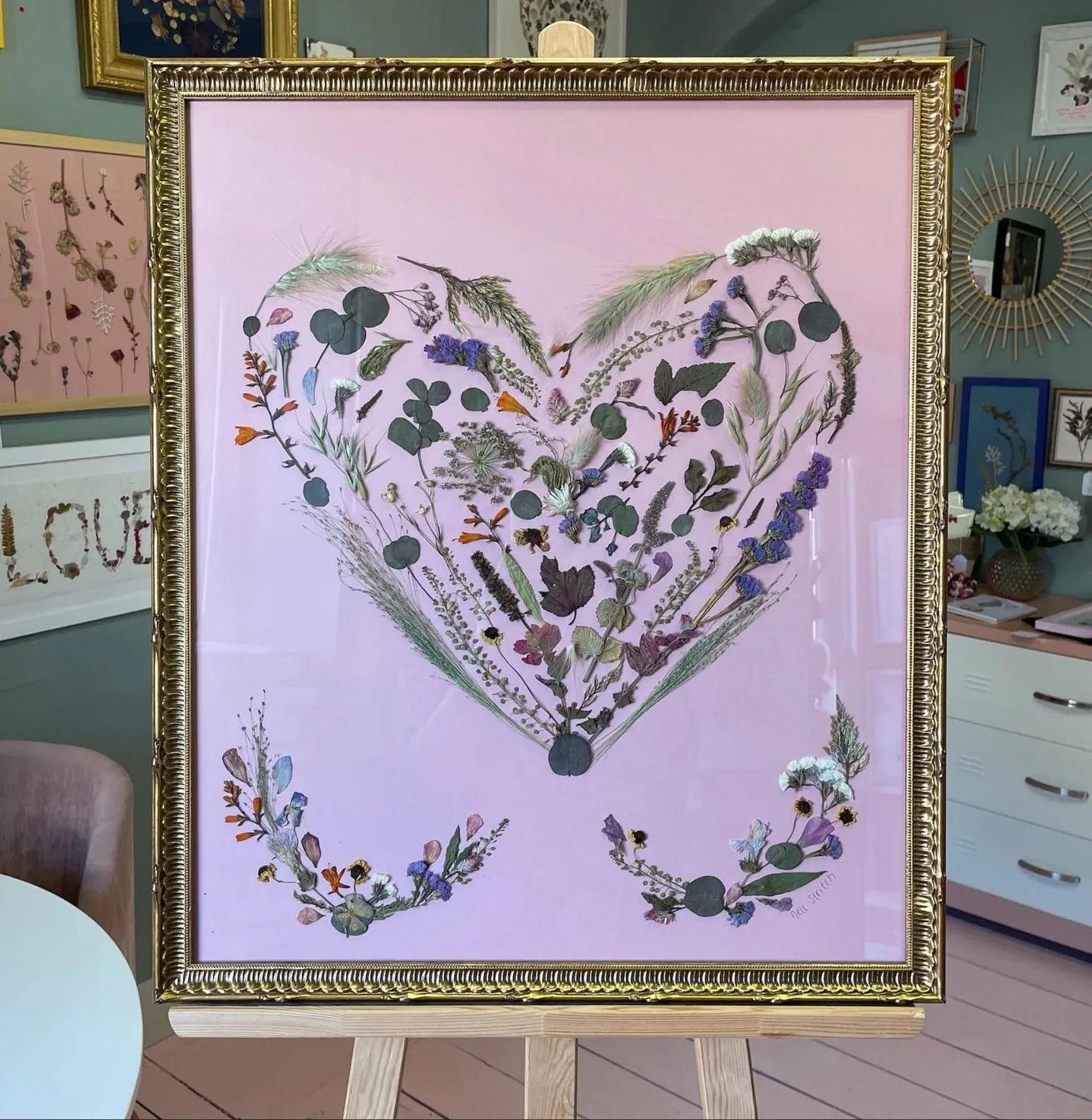 With All My Heart pressed bouquet design