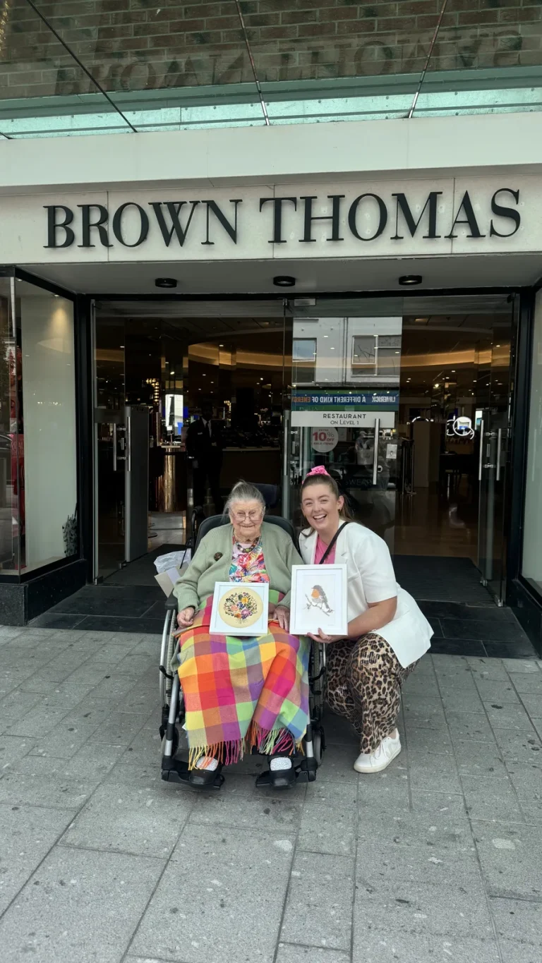 Nell and Nana Nancy outside Brown Thomas Limerick