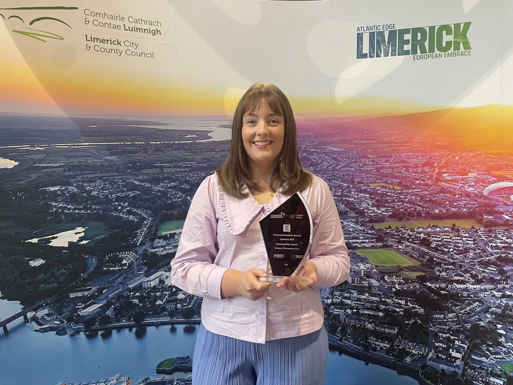 Nell with her Sustainability Award at the Limerick Local Enterprise Awards