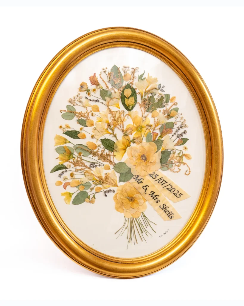 The same bouquet pressed and framed by Nell