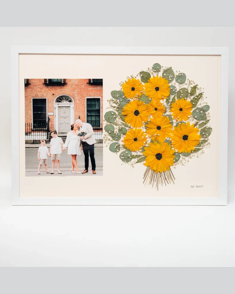 The same bouquet pressed and framed by Nell