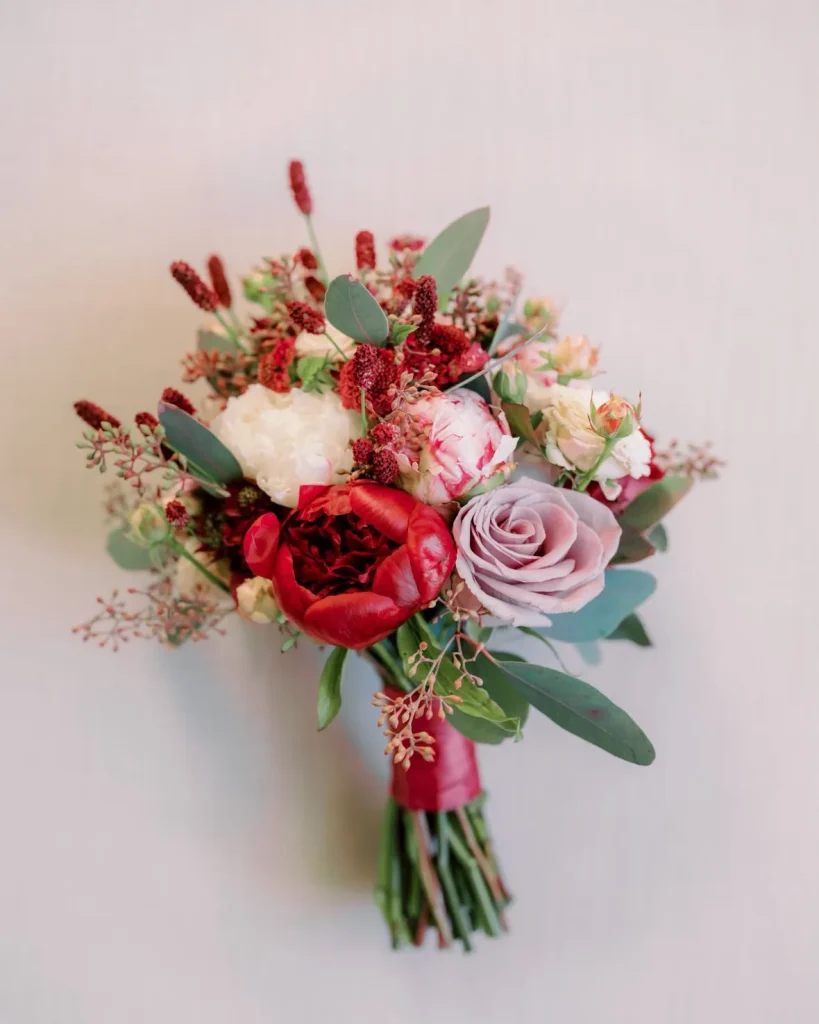 A bride’s bouquet on her wedding day