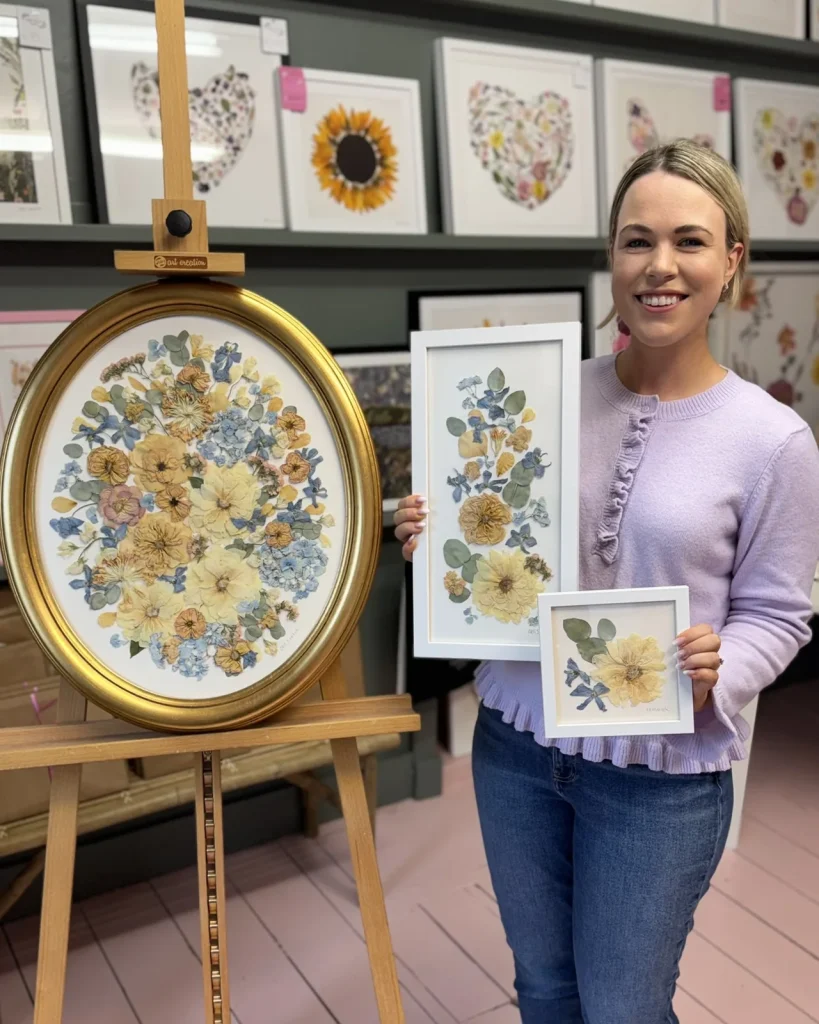 The same bouquet pressed and framed by Nell