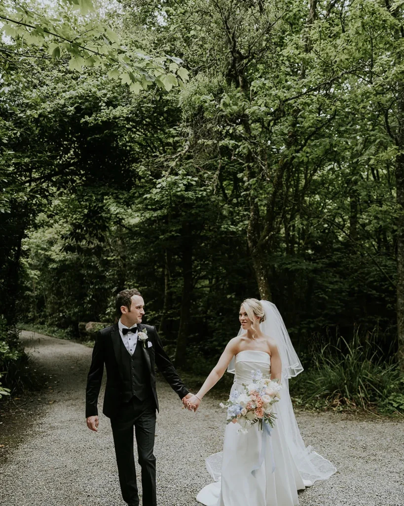 A bride’s bouquet on her wedding day