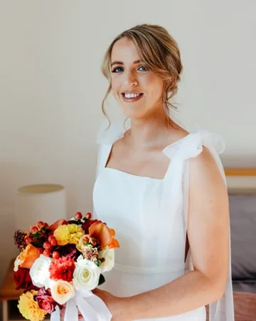 A bride’s bouquet on her wedding day