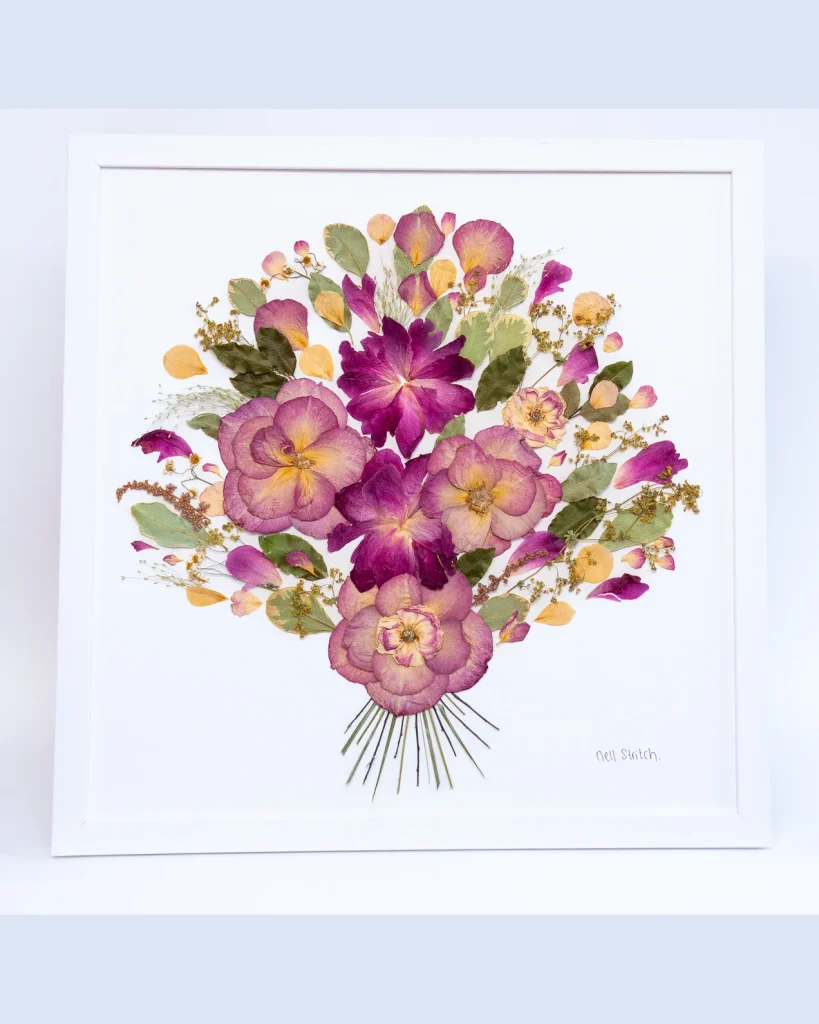The same bouquet pressed and framed by Nell