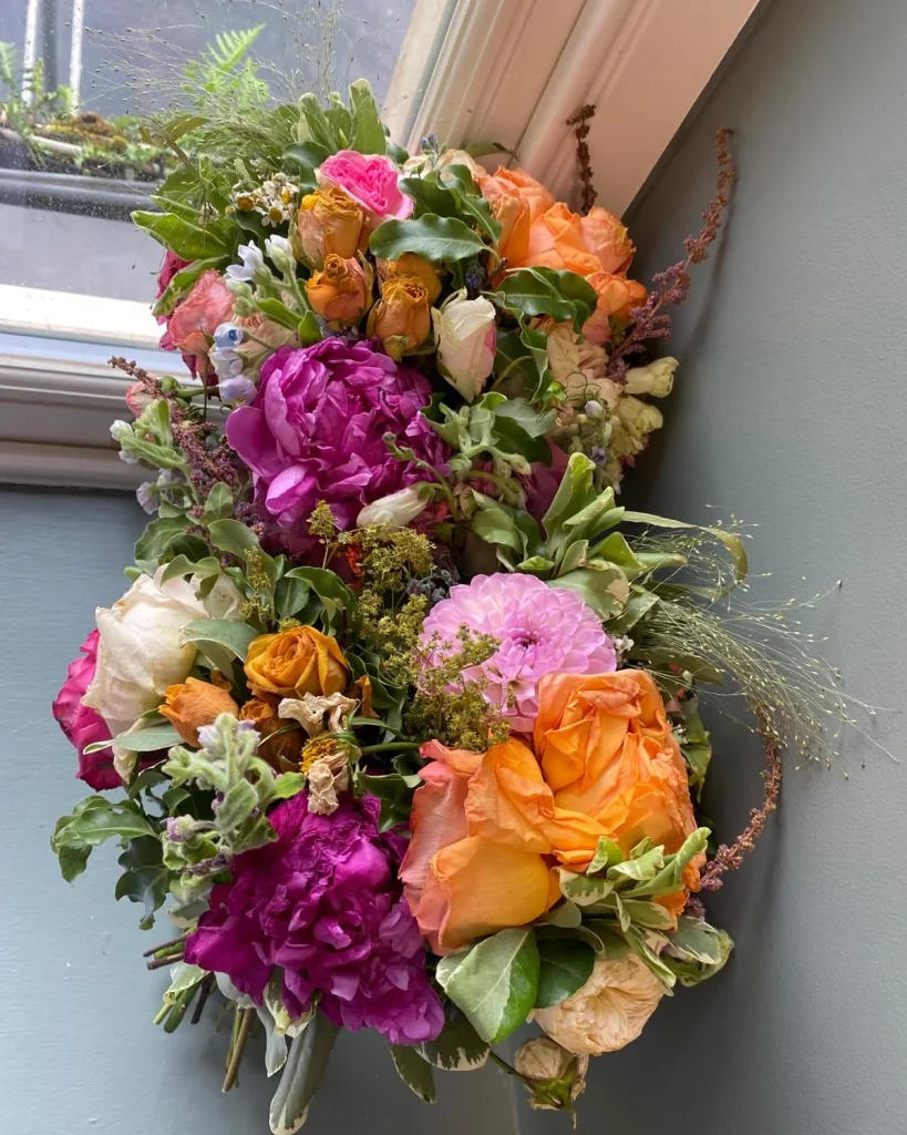 A bride’s bouquet on her wedding day