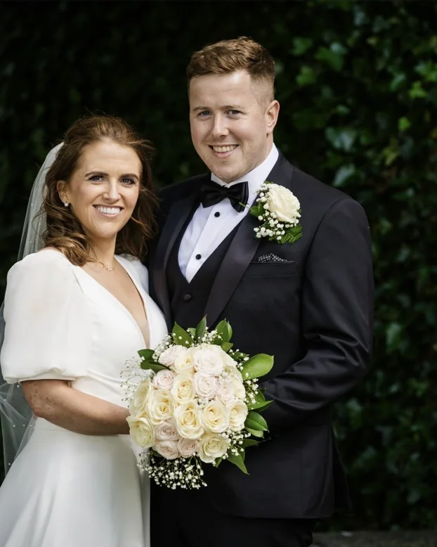 A bride’s bouquet on her wedding day