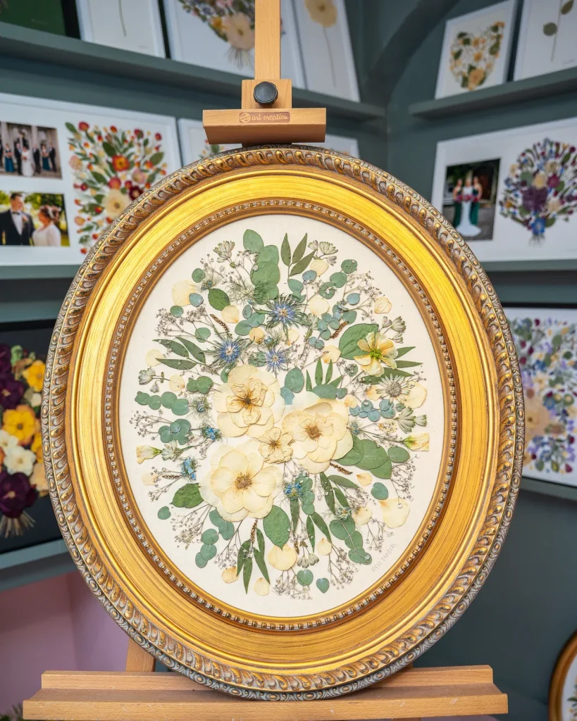 The same bouquet pressed and framed by Nell