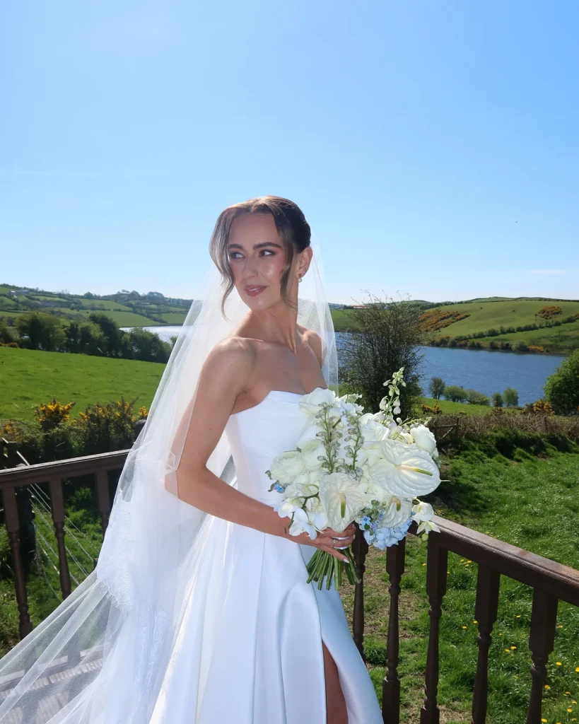 A bride’s bouquet on her wedding day