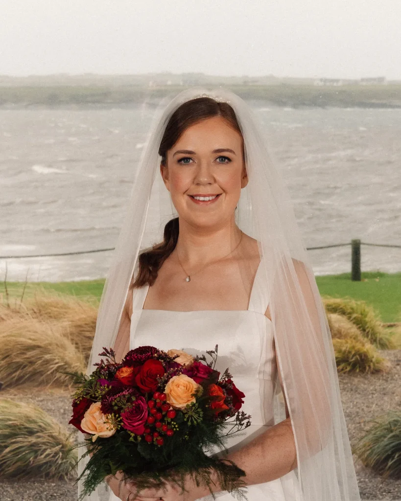 A bride’s bouquet on her wedding day