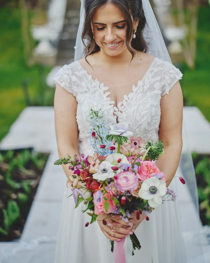 A bride’s bouquet on her wedding day