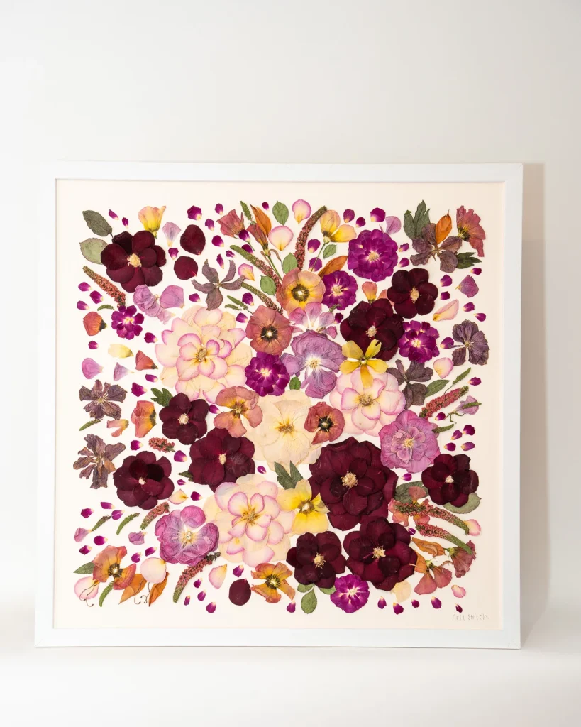 The same bouquet pressed and framed by Nell