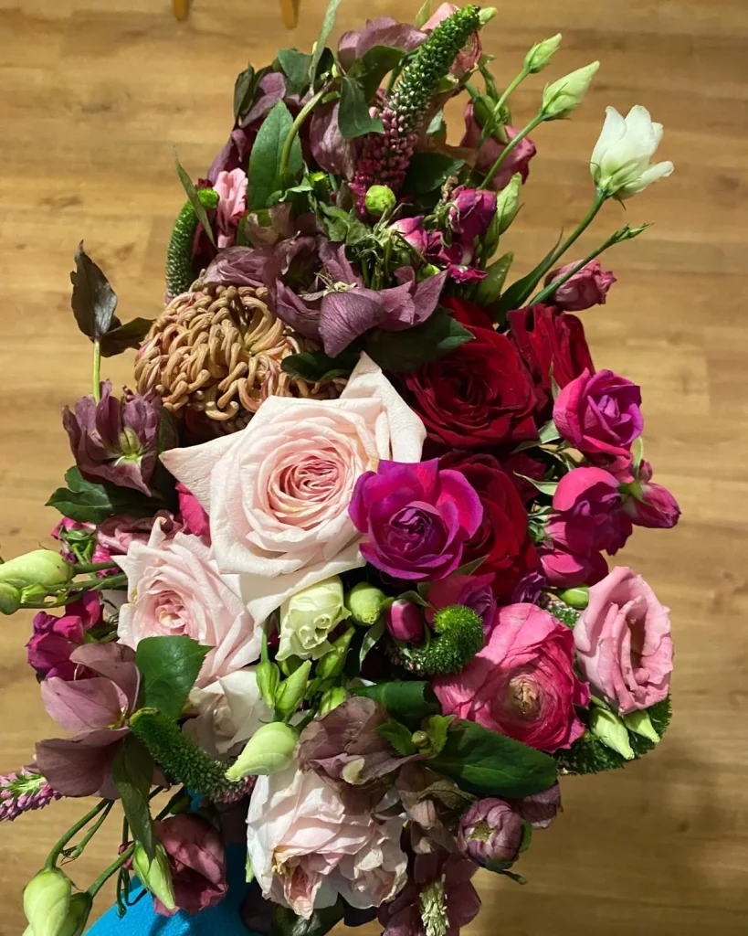 A bride’s bouquet on her wedding day