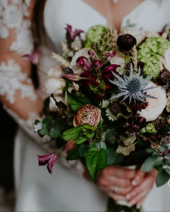 A bride’s bouquet on her wedding day
