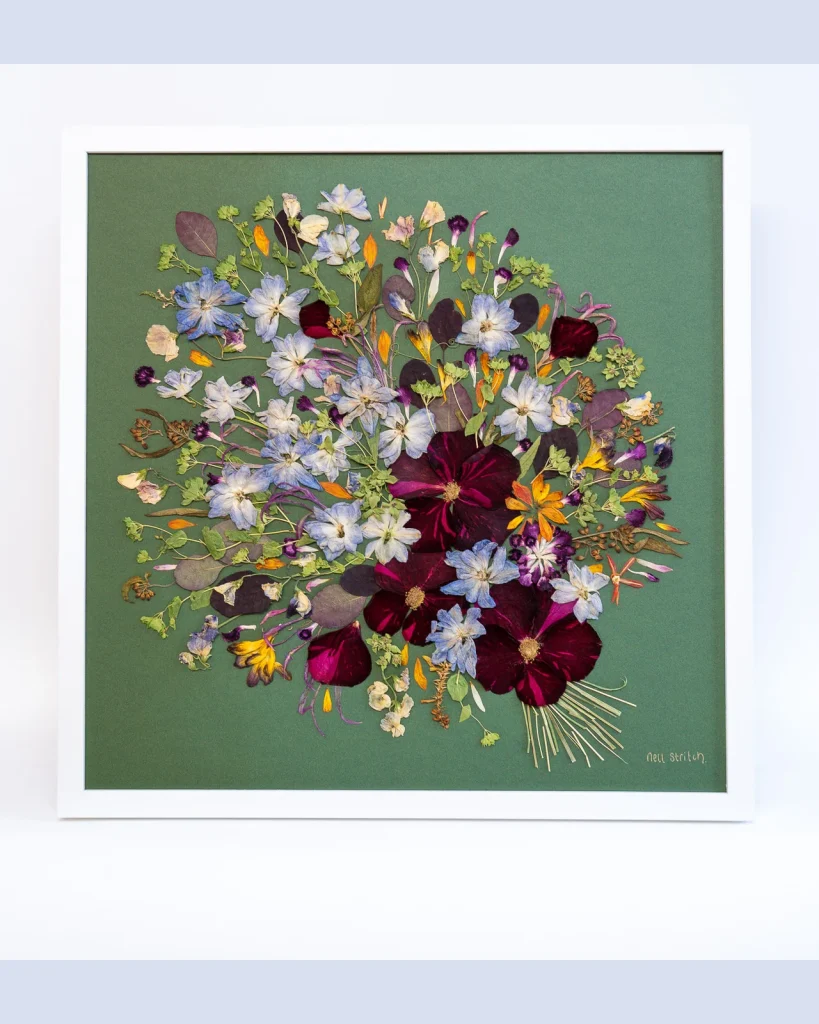 The same bouquet pressed and framed by Nell