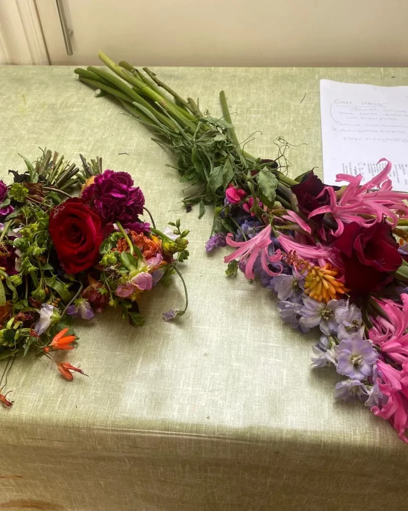 A bride’s bouquet on her wedding day
