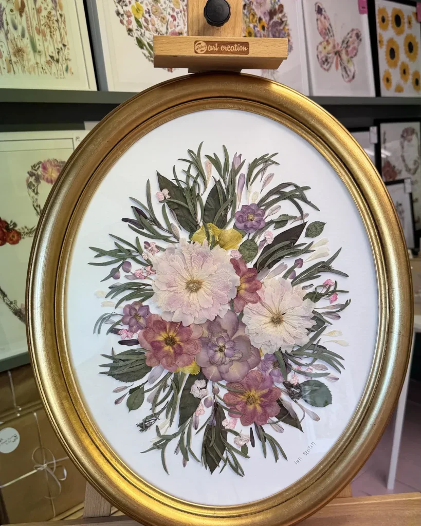 The same bouquet pressed and framed by Nell