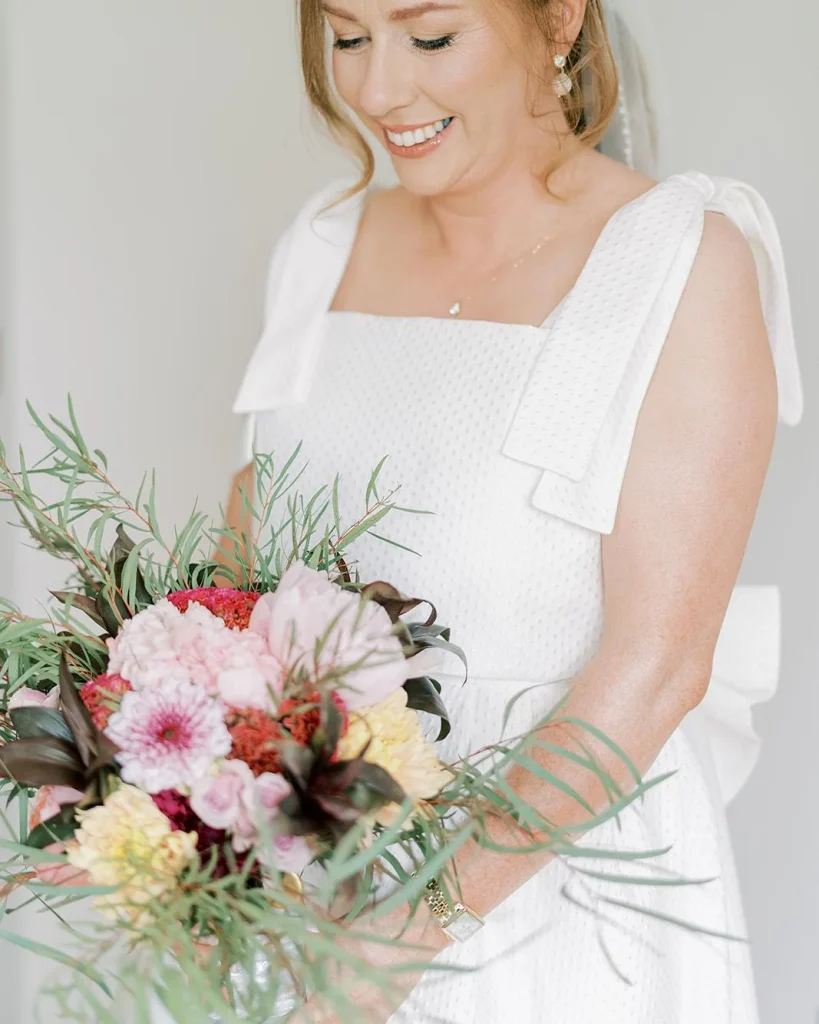 A bride’s bouquet on her wedding day
