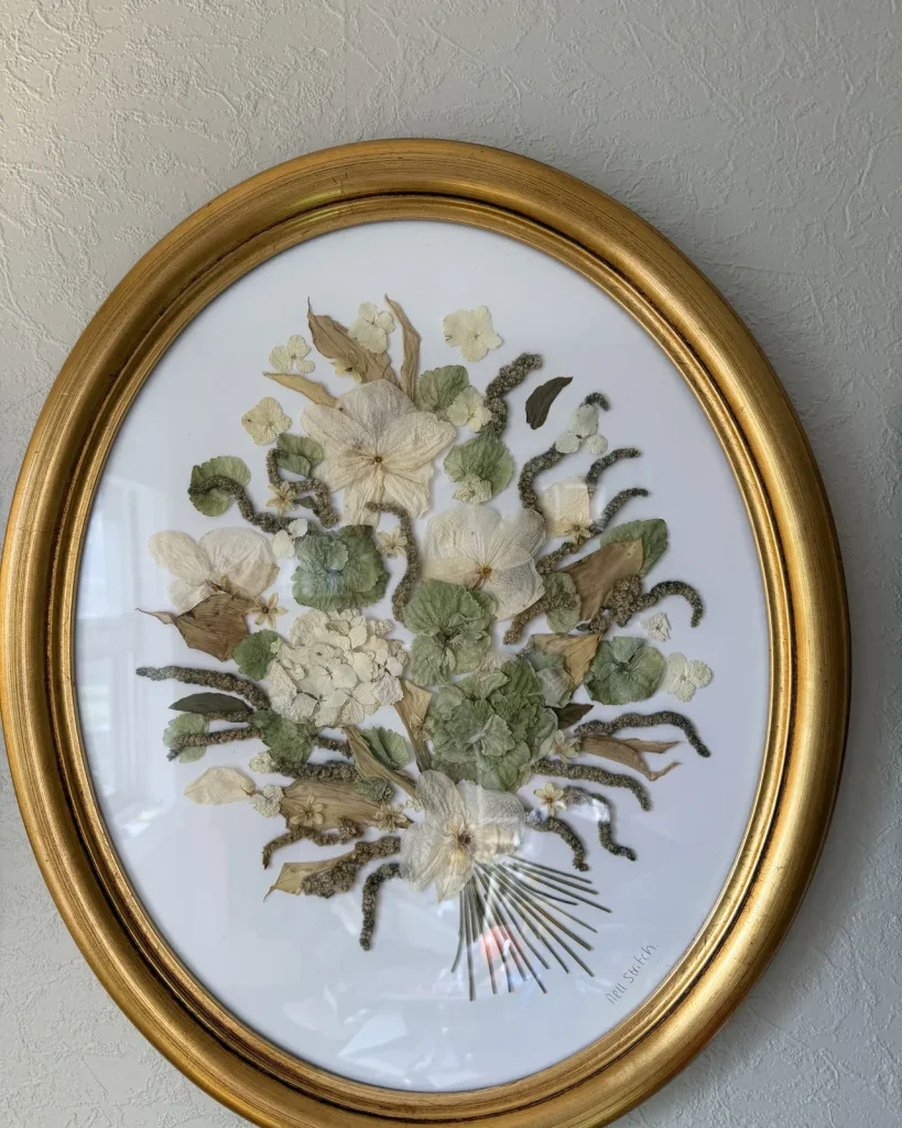 The same bouquet pressed and framed by Nell