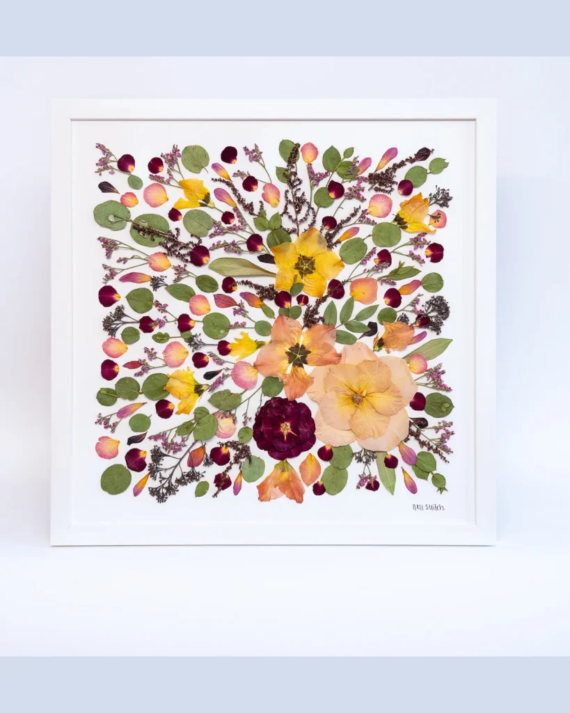 The same bouquet pressed and framed by Nell