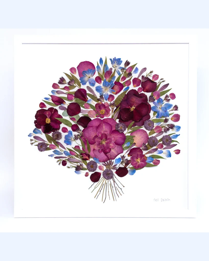 The same bouquet pressed and framed by Nell