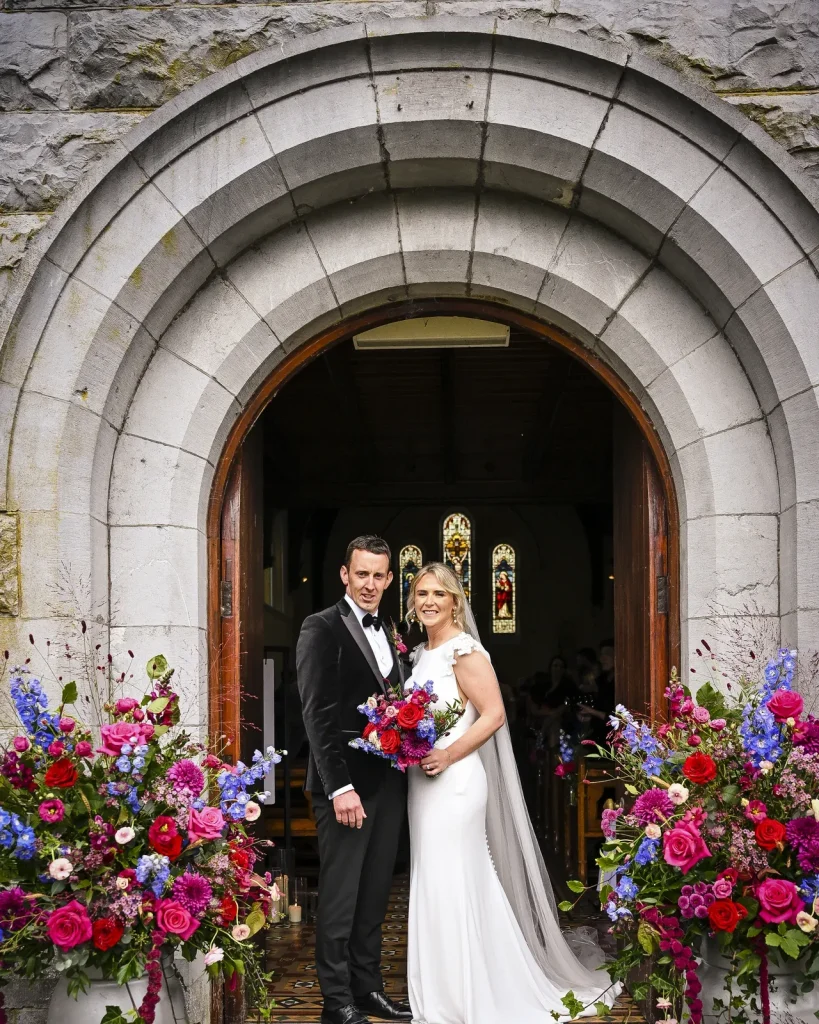 A bride’s bouquet on her wedding day