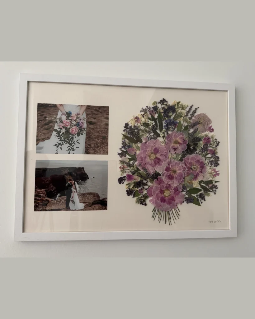 The same bouquet pressed and framed by Nell
