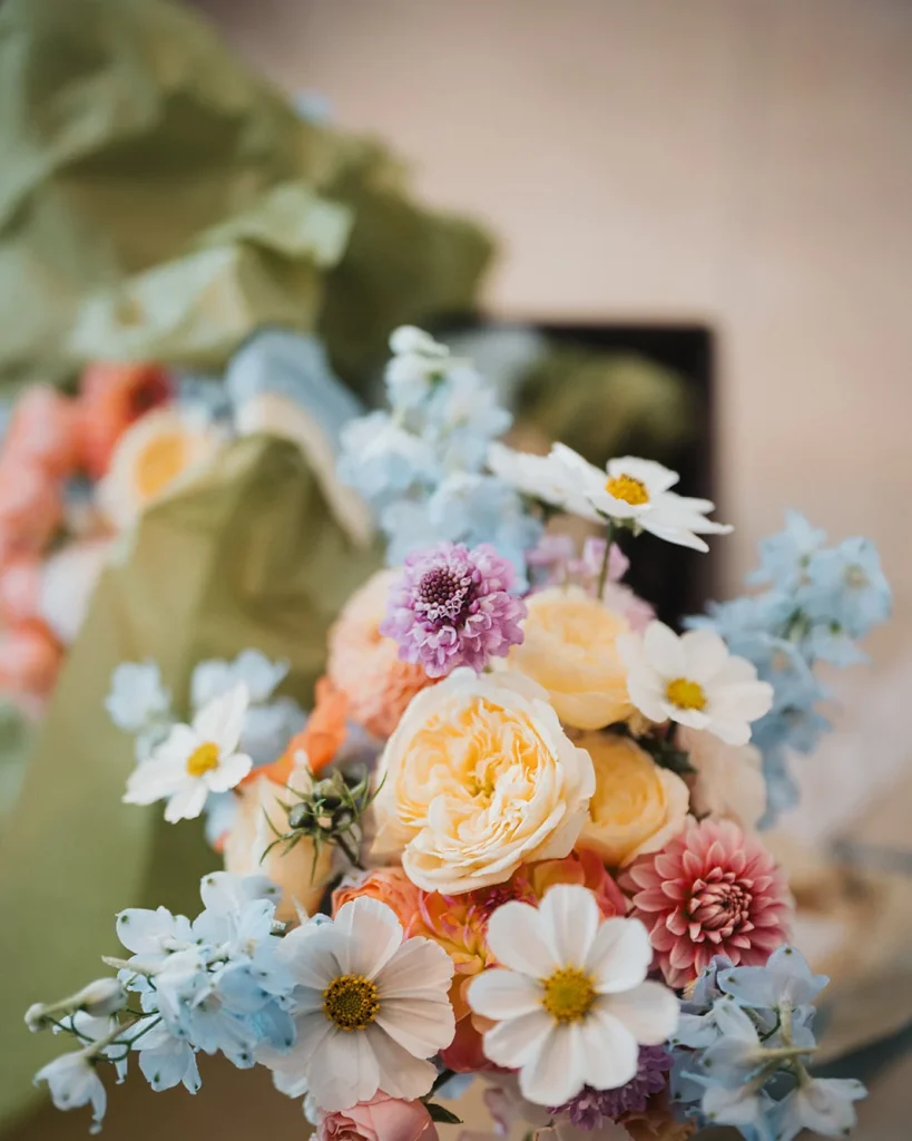 A bride’s bouquet on her wedding day