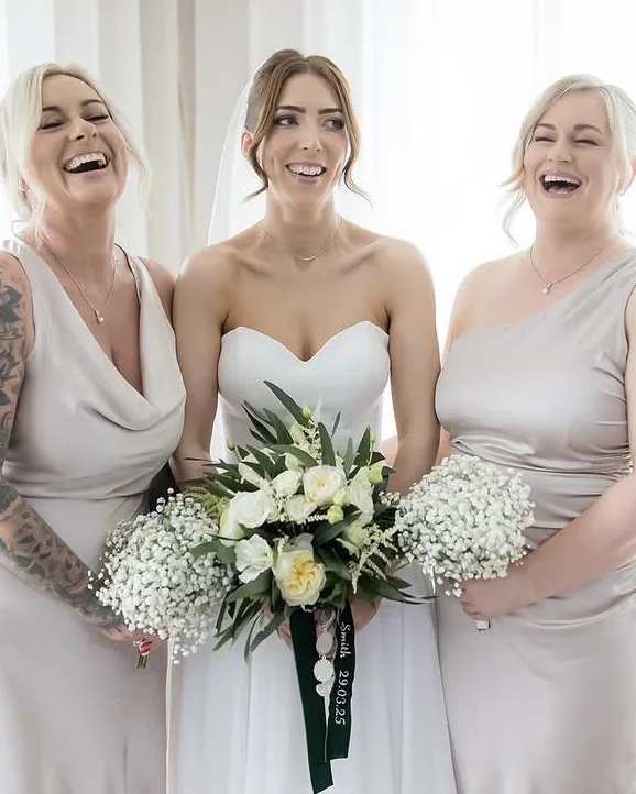 A bride’s bouquet on her wedding day