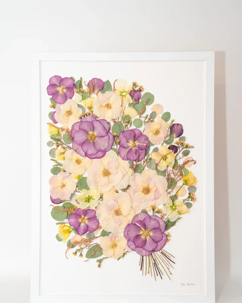 The same bouquet pressed and framed by Nell