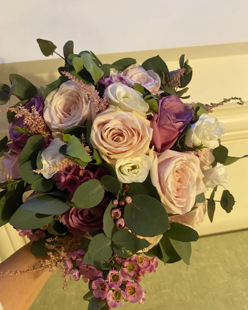 A bride’s bouquet on her wedding day
