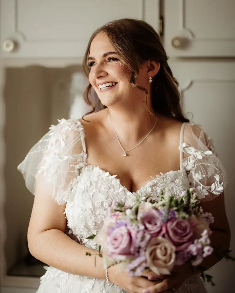 A bride’s bouquet on her wedding day