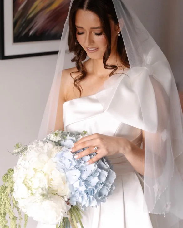A bride’s bouquet on her wedding day