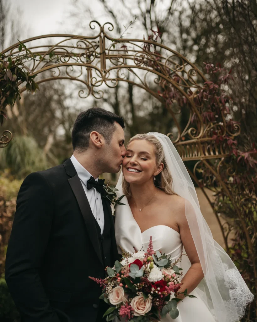 A bride’s bouquet on her wedding day