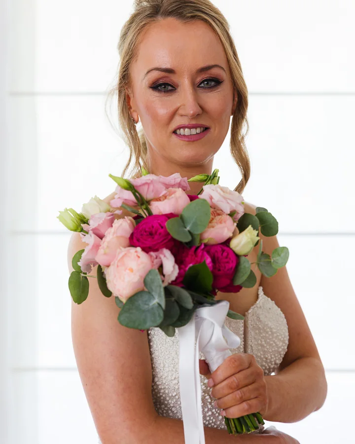 A bride’s bouquet on her wedding day