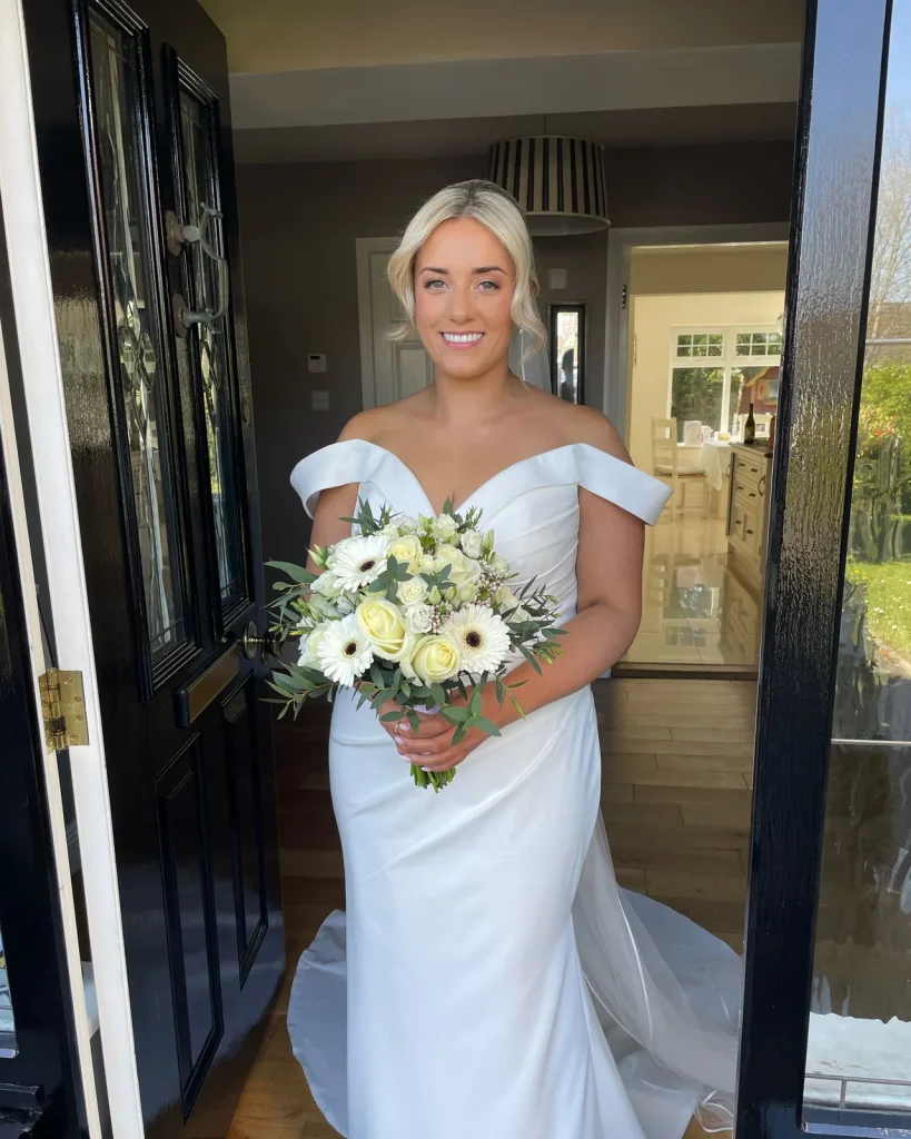 A bride’s bouquet on her wedding day