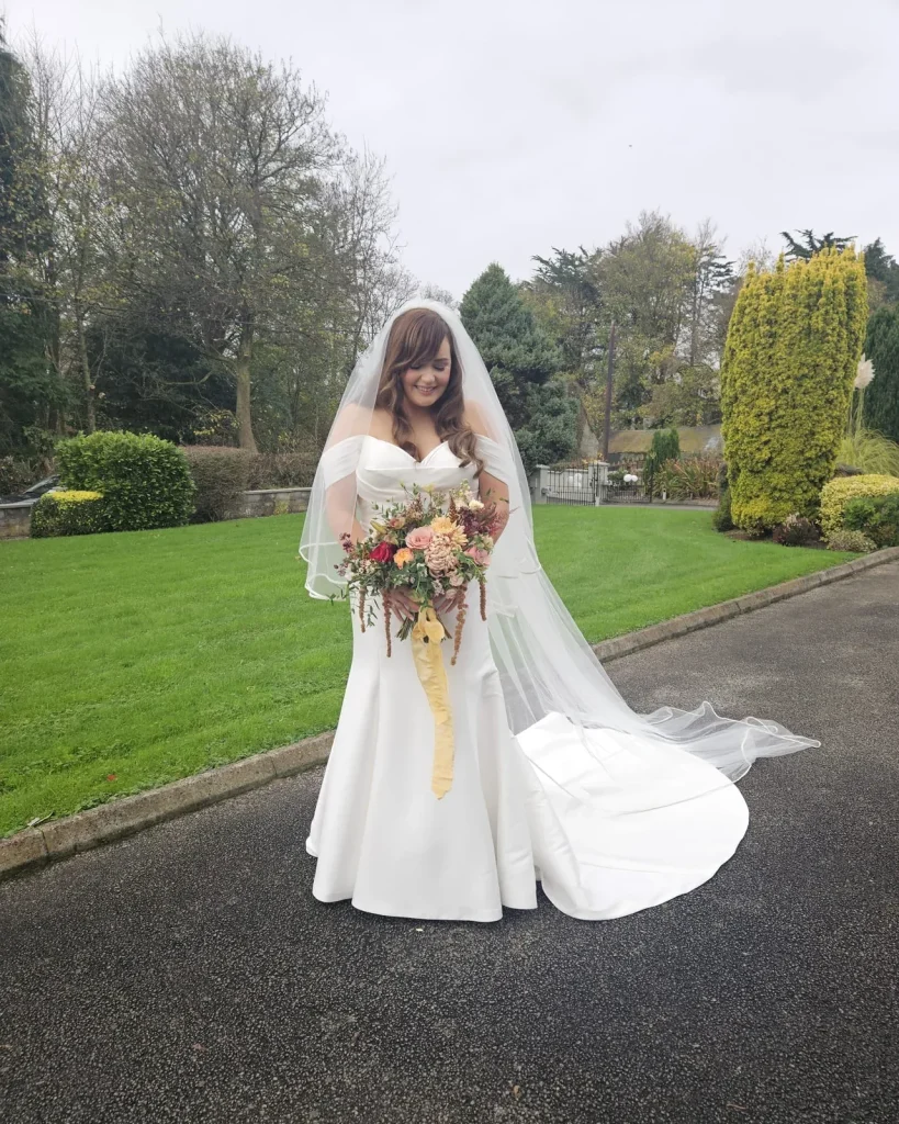 A bride’s bouquet on her wedding day