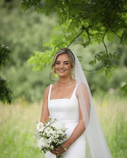 A bride’s bouquet on her wedding day