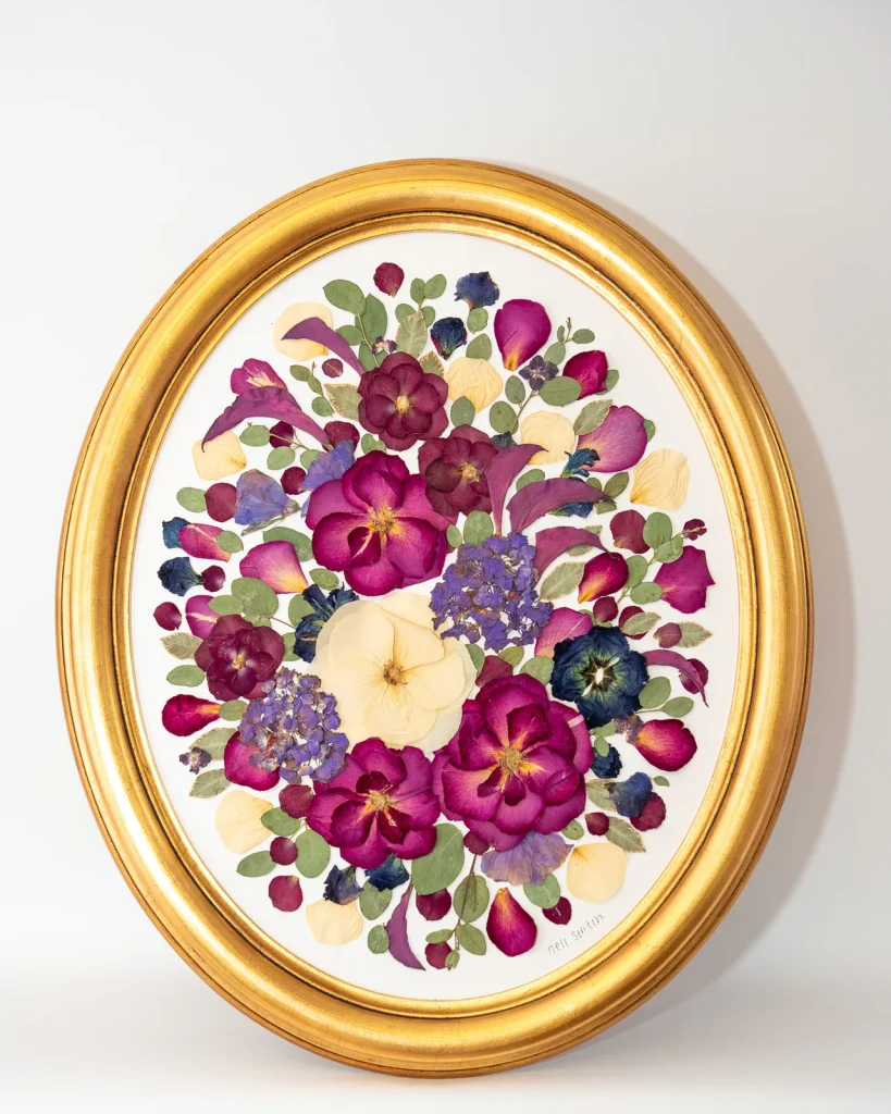 The same bouquet pressed and framed by Nell