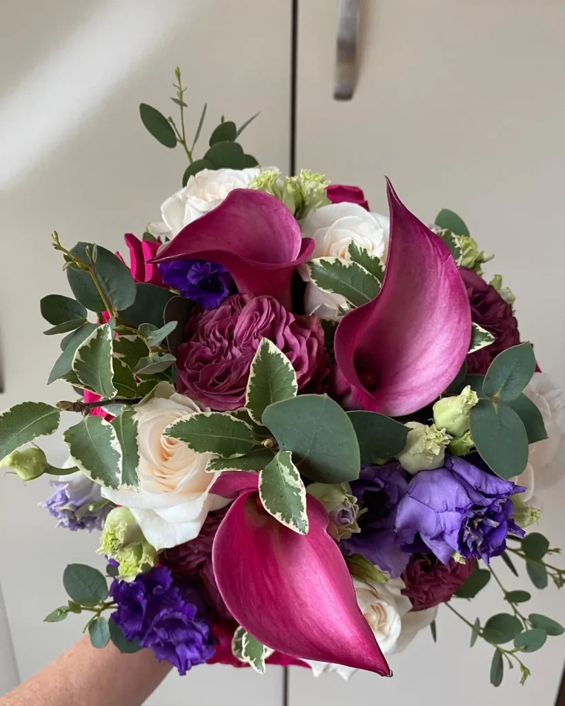 A bride’s bouquet on her wedding day