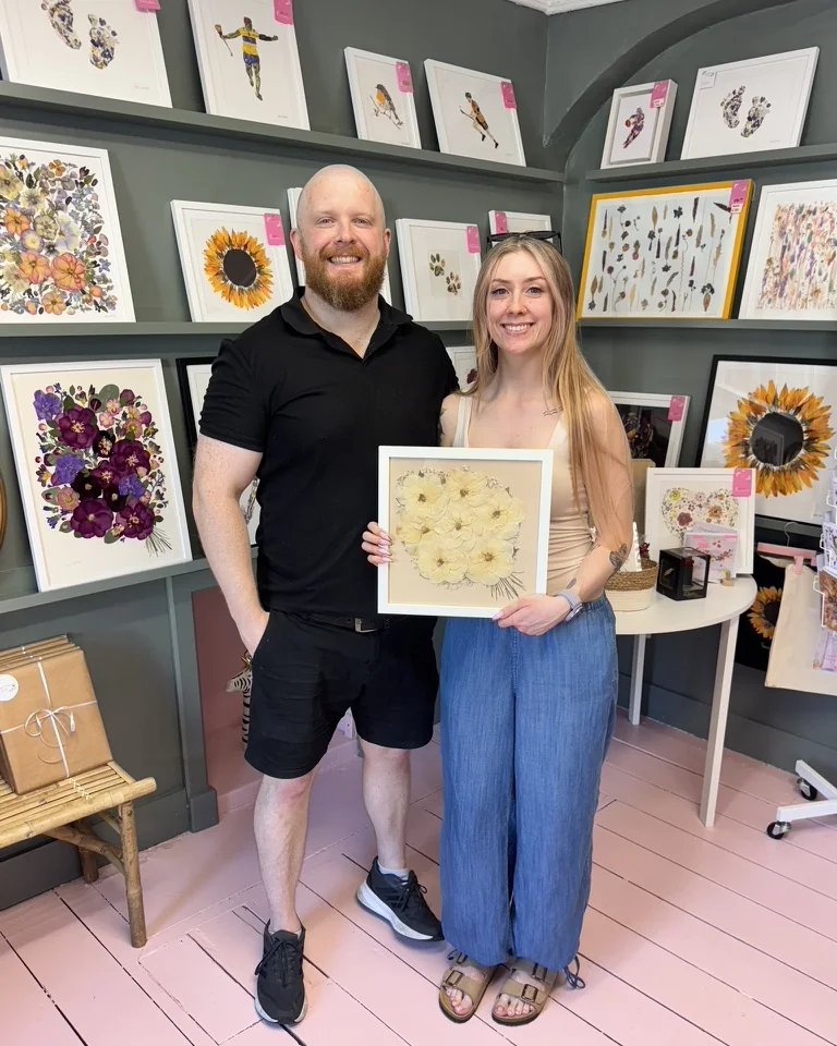 The same bouquet pressed and framed by Nell