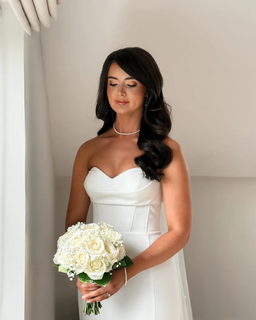 A bride’s bouquet on her wedding day