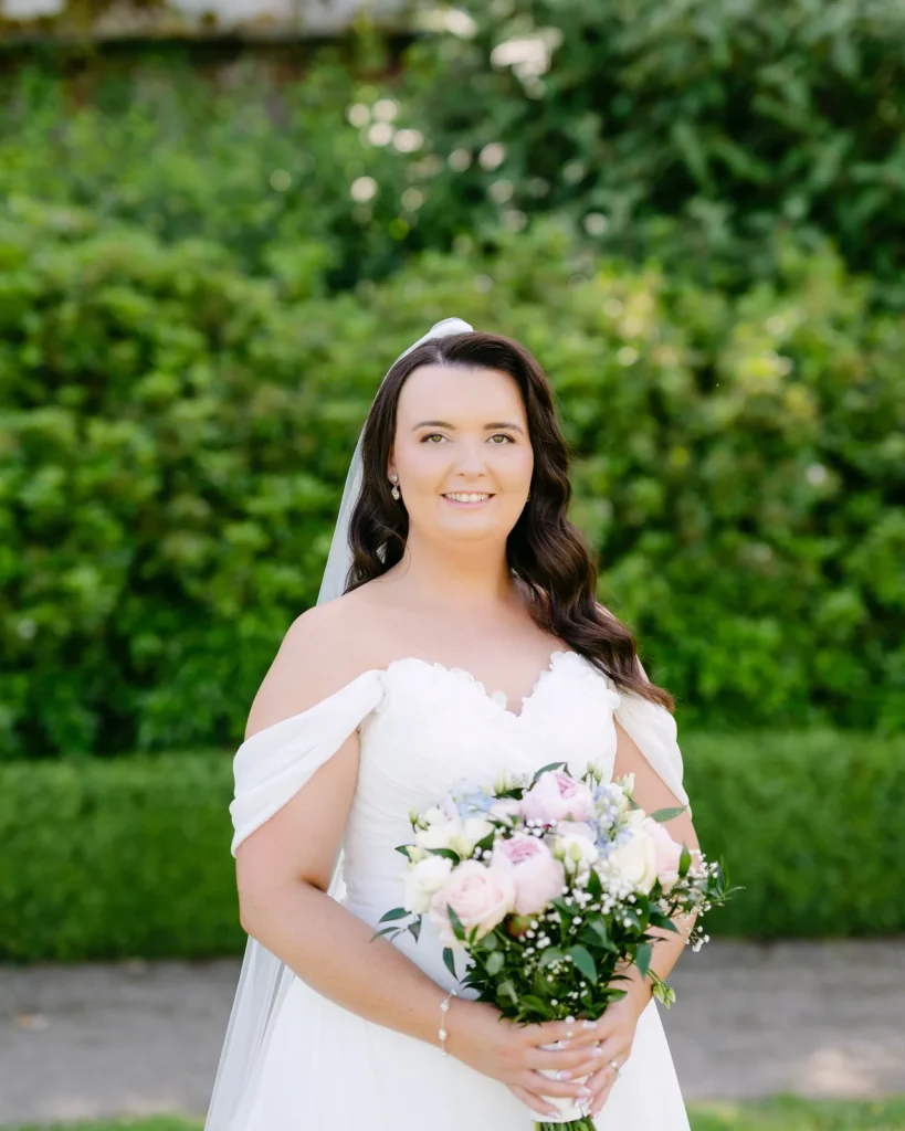 A bride’s bouquet on her wedding day