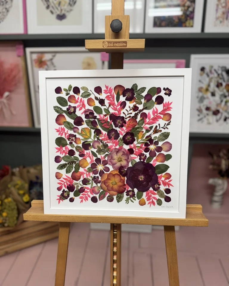 The same bouquet pressed and framed by Nell