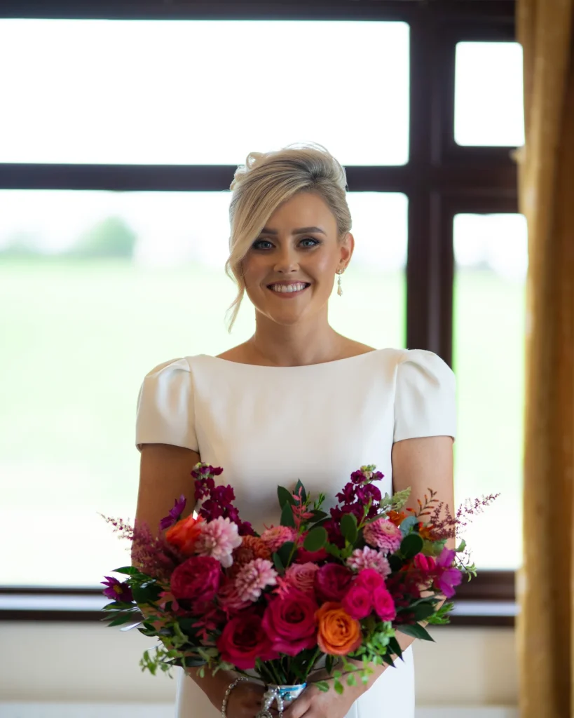 A bride’s bouquet on her wedding day