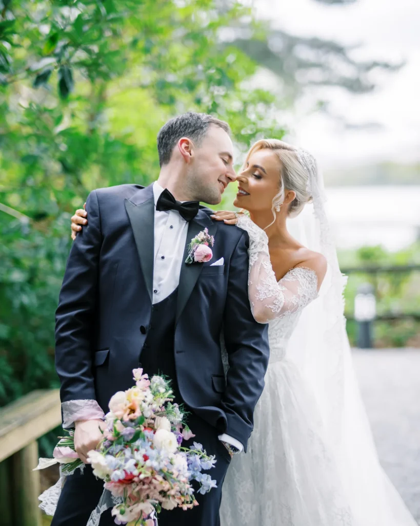 A bride’s bouquet on her wedding day