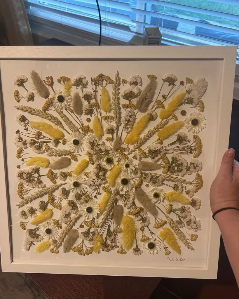 The same bouquet pressed and framed by Nell