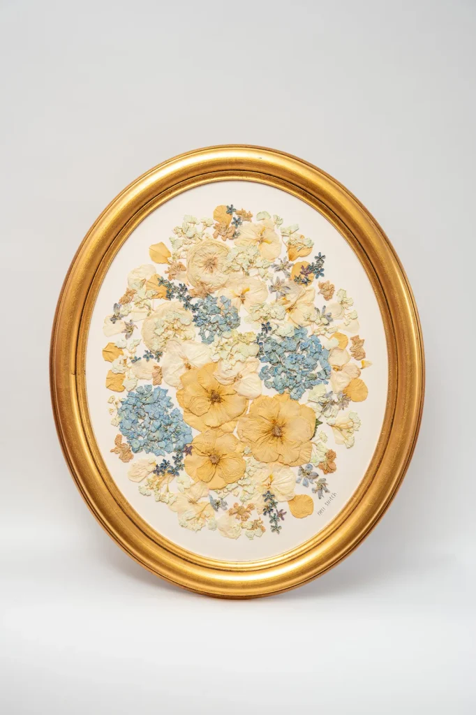 Clodaghโs finished pressed flower artwork